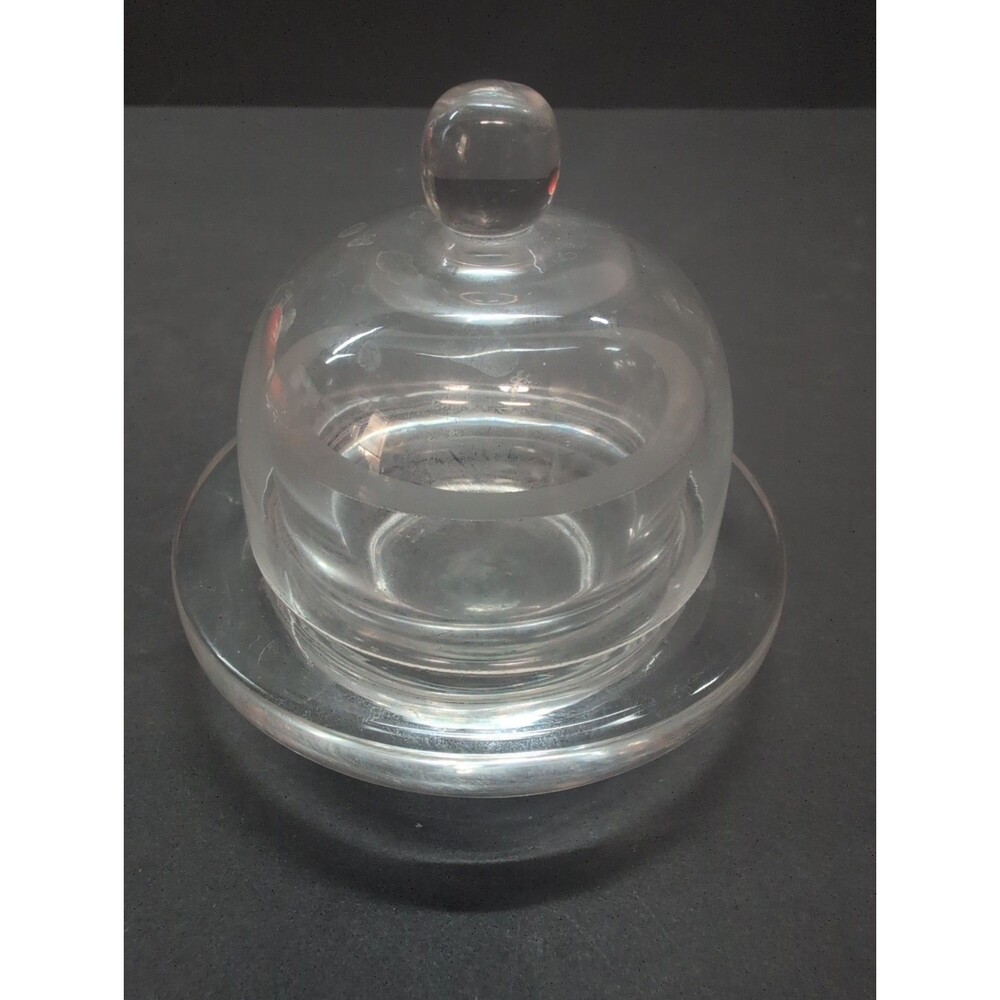 Williams Sonoma clear glass Butter Pat Dish Cloche Lid